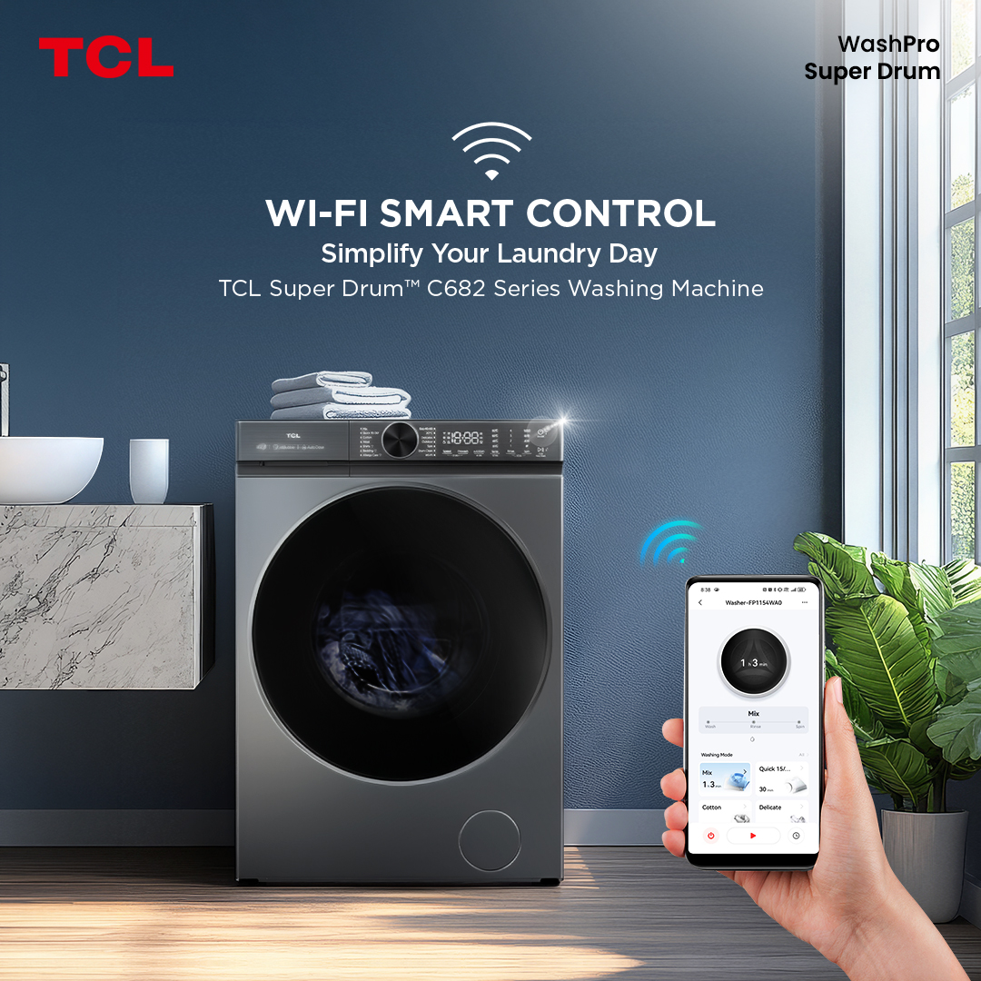 TCLPH's tweet photo. Who said laundry has to take over your day? 🧺 With the TCL C682 Washing Machine, control your wash from your phone and free up time for the things you actually love. Laundry? Done. Life? Simplified.
#TCLSmartClean #TCLSupremeCare #TCLSuperDrum #TCLC682 #TCLInspireGreatness https://t.co/mepNnLn8sA