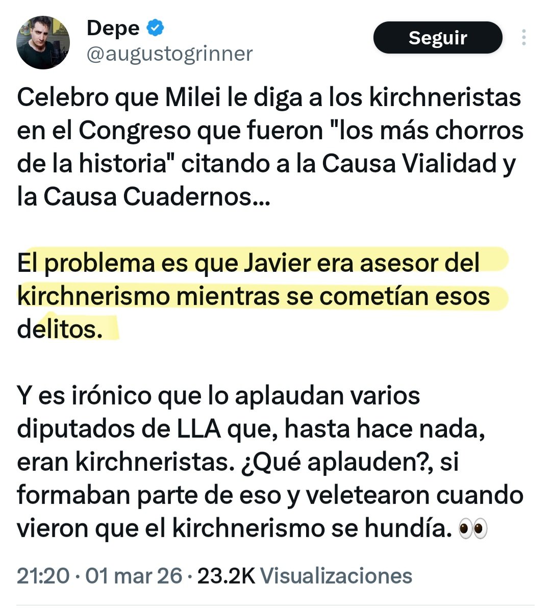 Corta la bocha 

Vía <a href="/augustogrinner/">Depe</a> 

👇👇👇