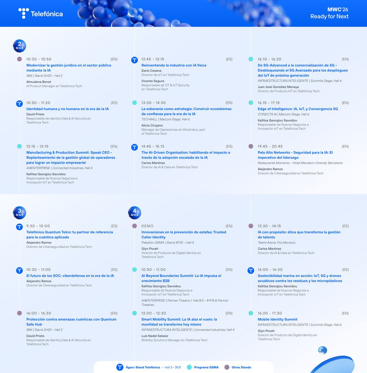 Hoy comienza el Mobile World Congress 2026, el mayor evento relacionado con la tecnología y la movilidad del mundo, que acogemos en Barcelona. Para los seguiréis como yo este #MWC desde la distancia, aquí info de la participación de <a href="/Telefonica/">Telefónica</a> telefonica.com/es/mwc/ #telcos