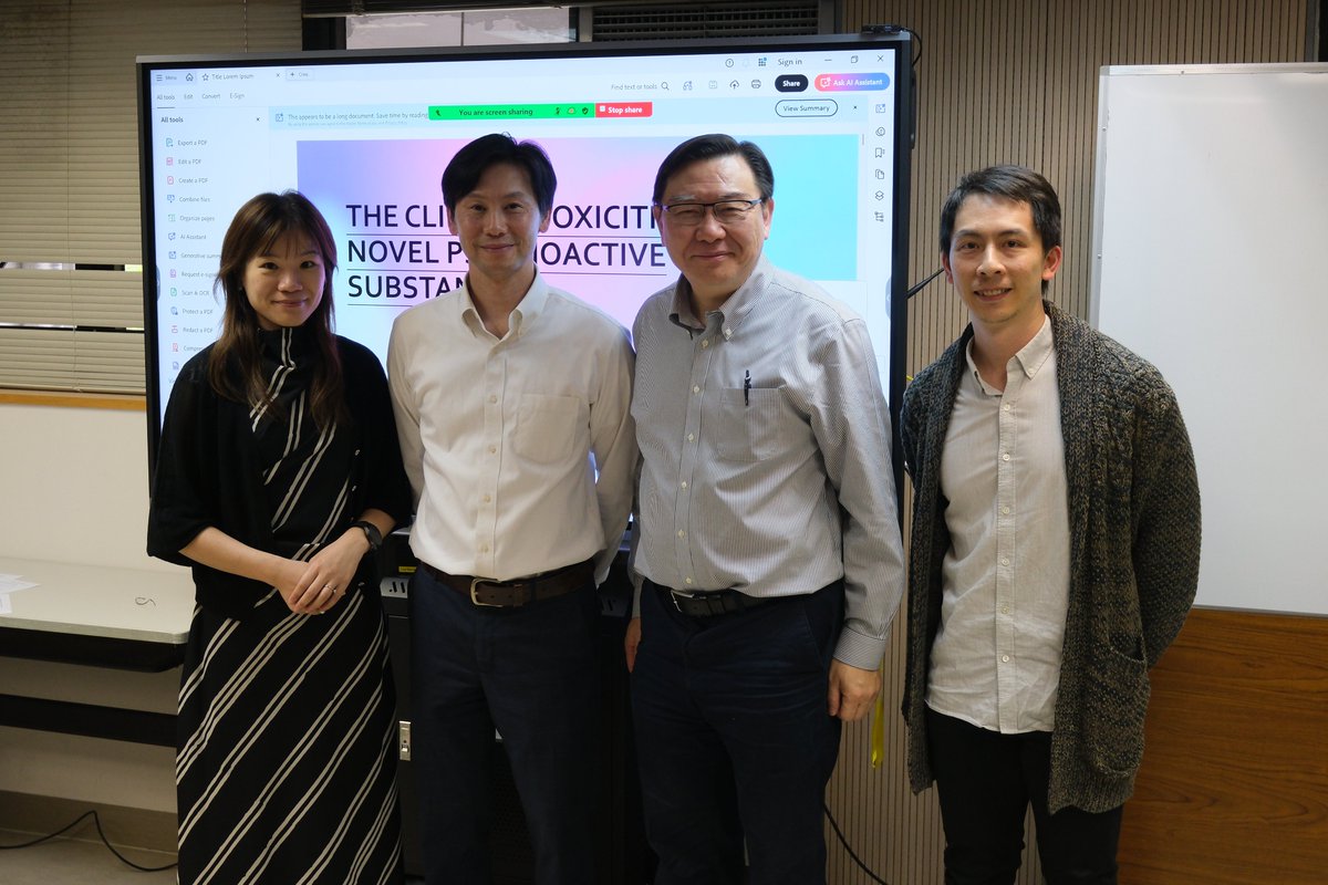 PCICuhk's tweet photo. A highly informative lecture on the clinical toxicities and current trends of novel psychoactive substances, with valuable local insights. Sincere thanks to Dr. Jones Chan for an enlightening session.

#ClinicalToxicology #NovelPsychoactiveSubstances #NPS #Toxicology https://t.co/QX0MhGPy3v