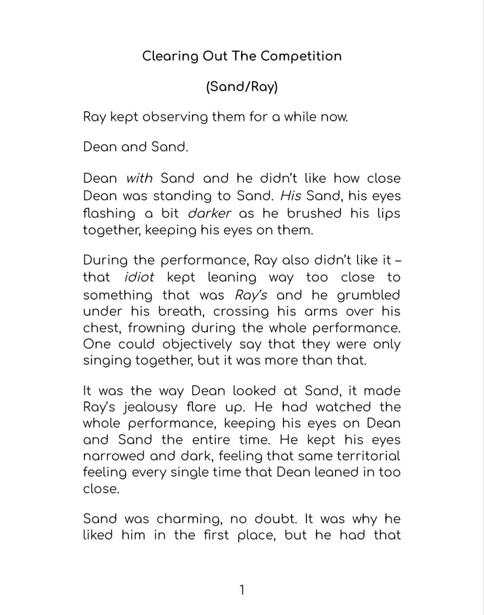 Clearing out the competition
(#SandRay short fic)

Ray knows how to send a record straight when others try and flirt with Sand. And Sand happens to enjoy it very much.

You can read the fic down below. ❤️❤️

1.