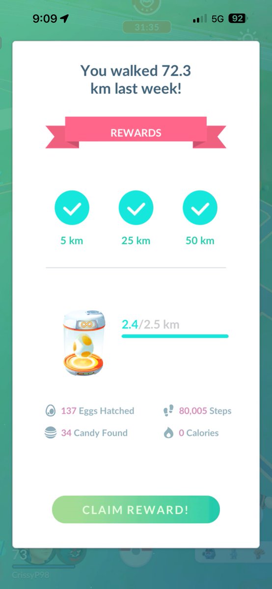 CrystalP_98's tweet photo. Not too bad of a week🚶‍♀️ #PokemonGO https://t.co/xK8vA6d5TZ