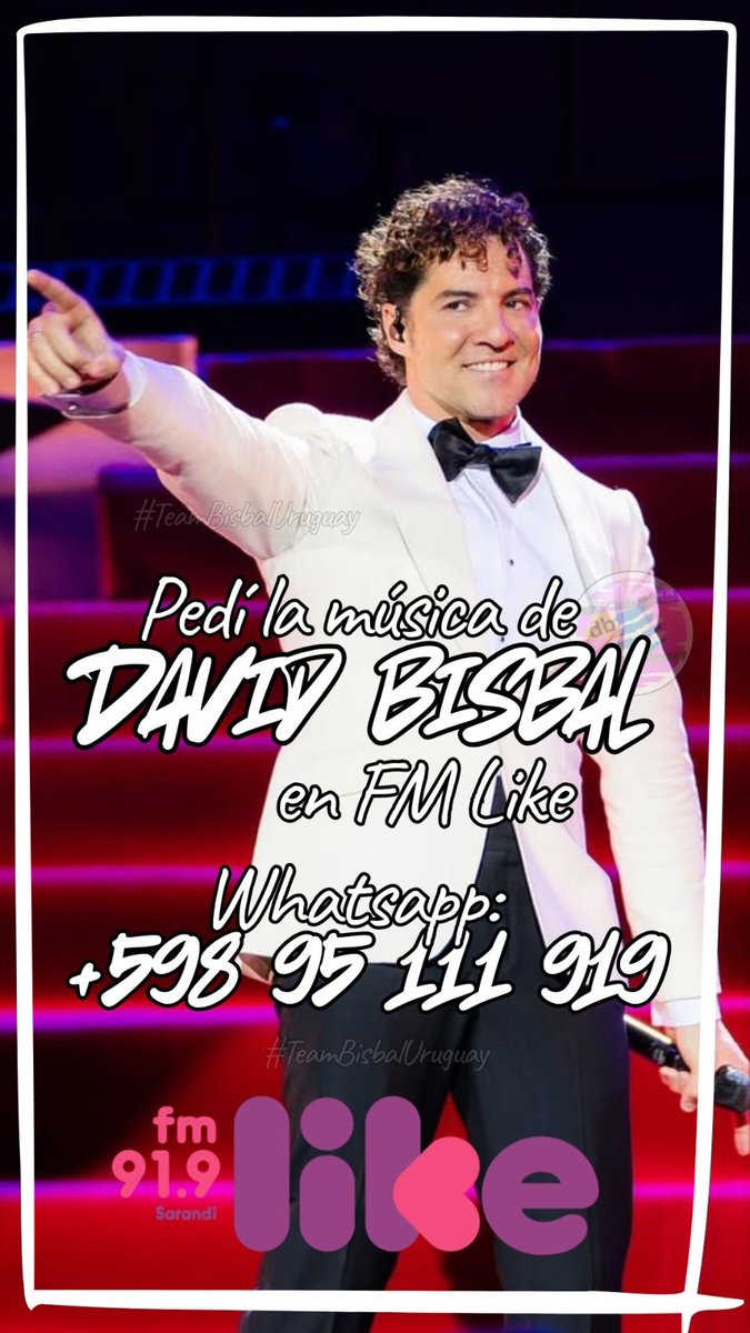TeambisbalUru's tweet photo. Pedí la música de @davidbisbal en #FMLike
@gtstalentspain @UMArgentina @UniversalSpain @UMUruguay https://t.co/XTv00KstD5