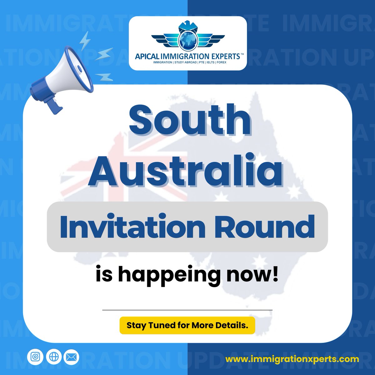 Immixperts's tweet image. 🚨 𝗦𝗢𝗨𝗧𝗛 𝗔𝗨𝗦𝗧𝗥𝗔𝗟𝗜𝗔 𝗜𝗡𝗩𝗜𝗧𝗔𝗧𝗜𝗢𝗡 𝗥𝗢𝗨𝗡𝗗 𝗜𝗦 𝗛𝗔𝗣𝗣𝗘𝗡𝗜𝗡𝗚 𝗡𝗢𝗪!

Great news for skilled professionals waiting for their opportunity! 🎯

South Australia has officially opened its latest invitation round.

#SouthAustralia #AustraliaPR #PRPathway