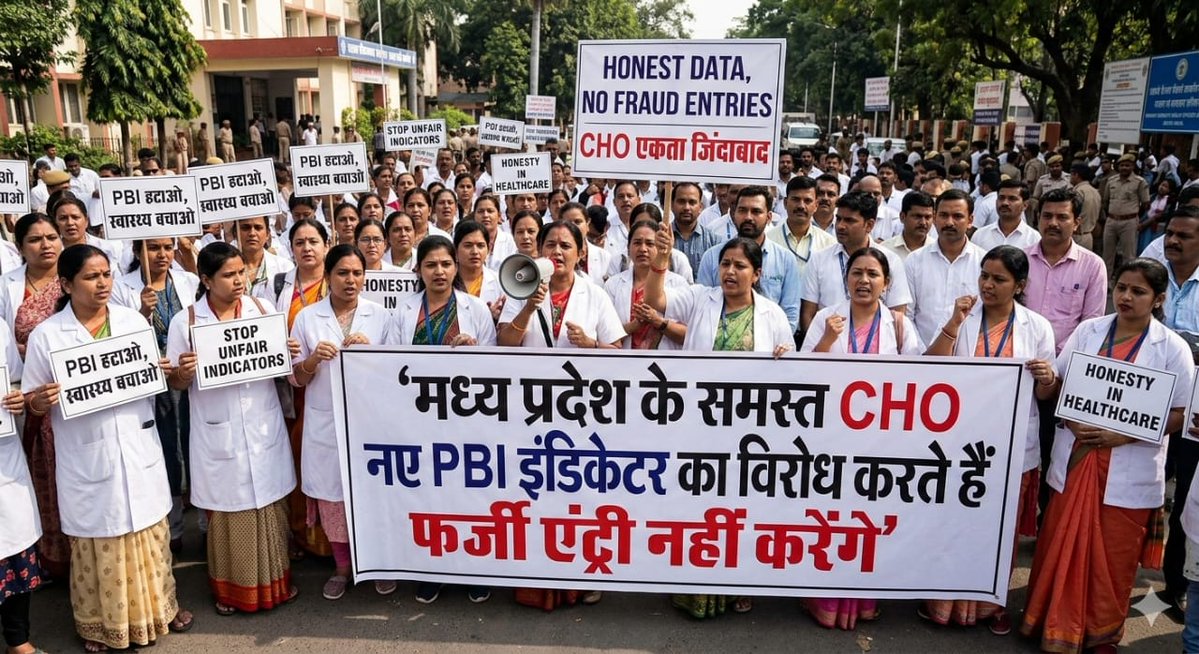 नए PBI इंडिकेटर = मानसिक तनाव +
नियम विरुद्ध इंडिकेटर्स 
मध्य प्रदेश के CHO इसे स्वीकार नहीं
करेंगे
#RemoveNewPBI
#PBI_MERGE_KIYA_JAYE
<a href="/DrMohanYadav51/">Dr Mohan Yadav</a>
<a href="/NHM_MP/">National Health Mission MadhyaPradesh</a> <a href="/healthminmp/">Public Health & Medical Education Department, MP</a> <a href="/rshuklabjp/">Rajendra Shukla</a> <a href="/nsp2106/">Narendra Shivaji Patel</a> <a href="/CMMadhyaPradesh/">Chief Minister, MP</a> <a href="/DainikBhaskar/">Dainik Bhaskar</a> <a href="/JagranNews/">Dainik Jagran</a> <a href="/NavbharatTimes/">NBT Hindi News</a> <a href="/MoHFW_INDIA/">Ministry of Health</a> <a href="/OfficeofSSC/">Office of Shivraj</a>