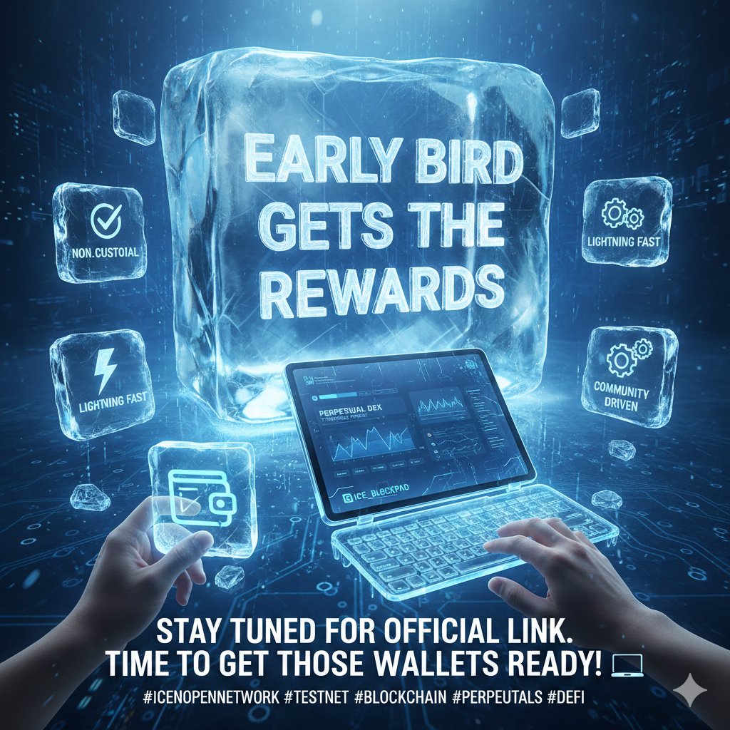 mich_bedico's tweet image. Early bird gets the... rewards? 🧊👀

The @ice_blockpad Perpetual DEX testing phase is right around the corner. We’re opening the gates for traders to stress-test the engine, break the UI, and help us build the sleekest Perp experience in the ecosystem. 📉

#IceBlockpad #PerpDEX