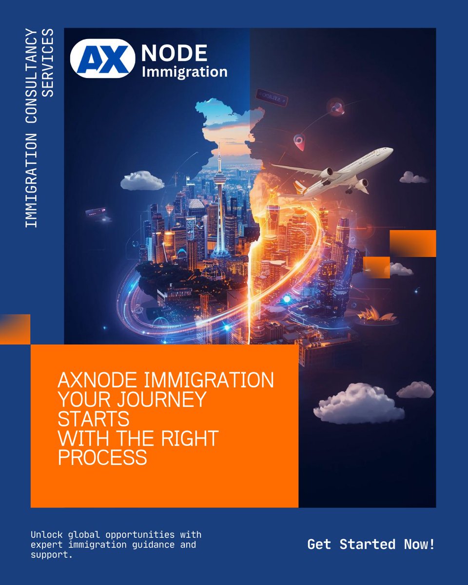 Axnode's tweet image. At AXNODE Immigration, we guide you every step of the way — from paperwork to pathways — ensuring your immigration journey is smooth, strategic, and stress-free. 
#AXNODEImmigration #ImmigrationConsultancy #YourJourneyStartsHere #ImmigrationServices #VisaConsultant #StudyAbroad