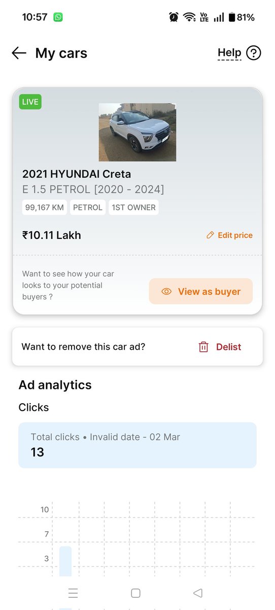 PTambwekar's tweet photo. @cars24india To sell my hyundai creta your sales employee convinced me to take a subscription of Rs 1900 which he said is refundable (if i didn't get any buyer on the mentioned price). It's more than 15 days and I haven't got any refund and now no one is replying to mail and call https://t.co/GKSFXoWXZC