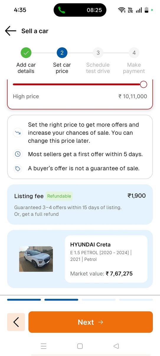 PTambwekar's tweet photo. @cars24india To sell my hyundai creta your sales employee convinced me to take a subscription of Rs 1900 which he said is refundable (if i didn't get any buyer on the mentioned price). It's more than 15 days and I haven't got any refund and now no one is replying to mail and call https://t.co/GKSFXoWXZC