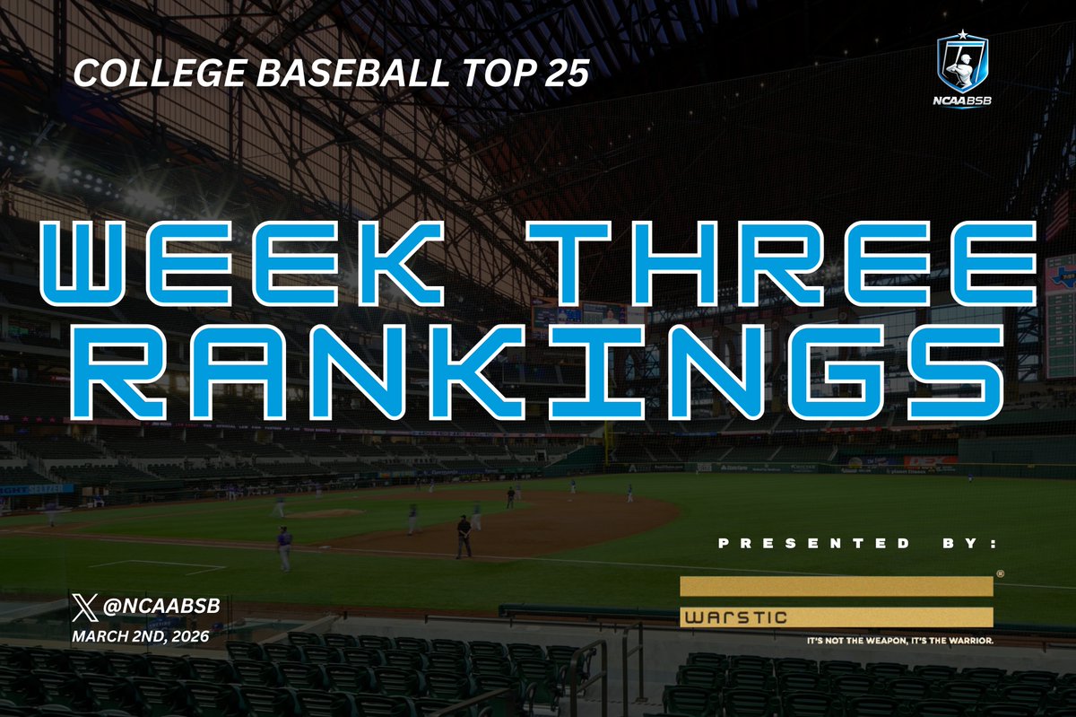 NCAABSB's tweet photo. The Week Three Rankings drop at the top of the hour. Don't miss it!  Presented by:

@warstic ⚾️ https://t.co/gHc1M7z9Mg