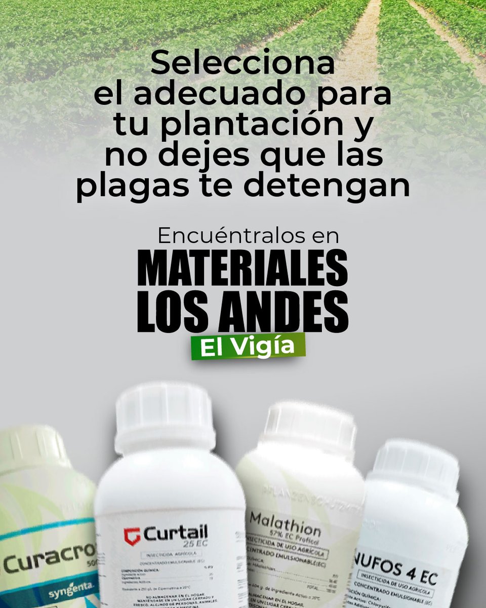 🪳🌿 Si los insectos están afectando tus cultivos, en Materiales Los Andes El Vigía y Barinas tenemos la artillería pesada que necesitas para cuidar tu producción.