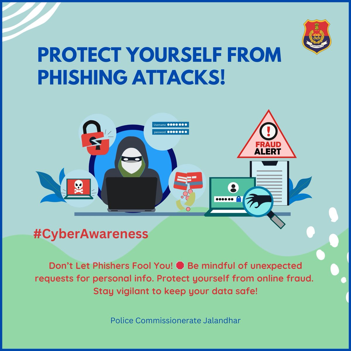 CPJalandhar's tweet image. Protect yourself from phishing attacks — think before you click! 🔐
Don’t share OTPs, passwords, or personal details with unknown calls, emails, or links. Stay alert. Stay secure.

#CyberSafety #PhishingAlert #StaySafeOnline #DigitalSecurity #ThinkBeforeYouClick