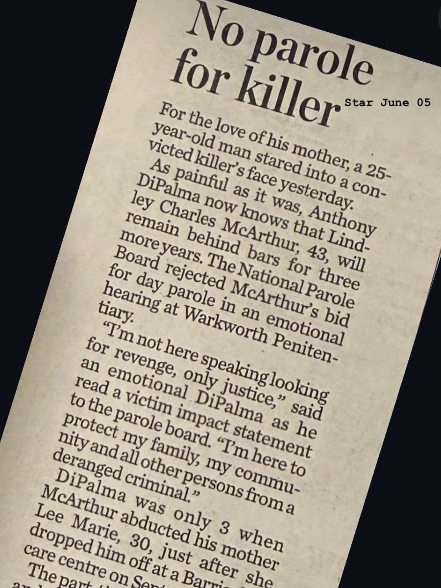Convicted murderer McArthur withdrew his unescorted absence request &amp; full parole review this week after multiple hearing dates had been postponed over the past year. Why?Victims pay the price in pain and suffering by caring to oppose the release of non rehabilitated criminals.
