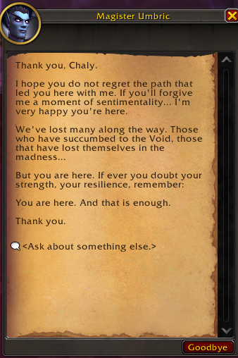 As a Void Elf I love this so much