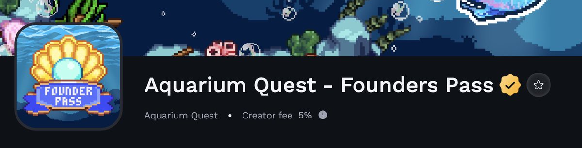 .<a href="/AquariumQuestCo/">Aquarium Quest</a> with the Gold Check!

Founders passes moving recently with staking and the early access!

Pick up a founders pass here: marketplace.roninchain.com/collections/aq…