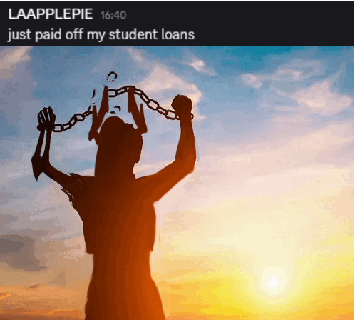 im no longer in debt to the government (for now)