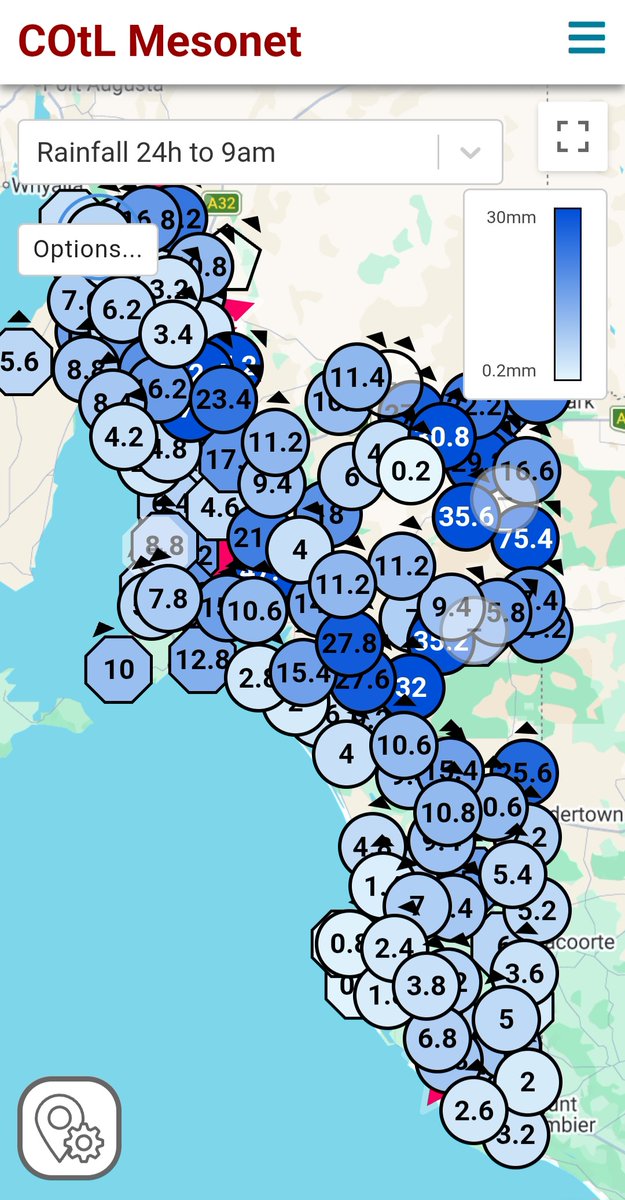 And another wet afternoon/evening on Sunday 🌧️☔️

The Mesonet has one of the best displays of real-time rainfall across SA's ag regions, and with higher station density and higher reliability than the BoM. So handy - especially coming out of such a dry period.
