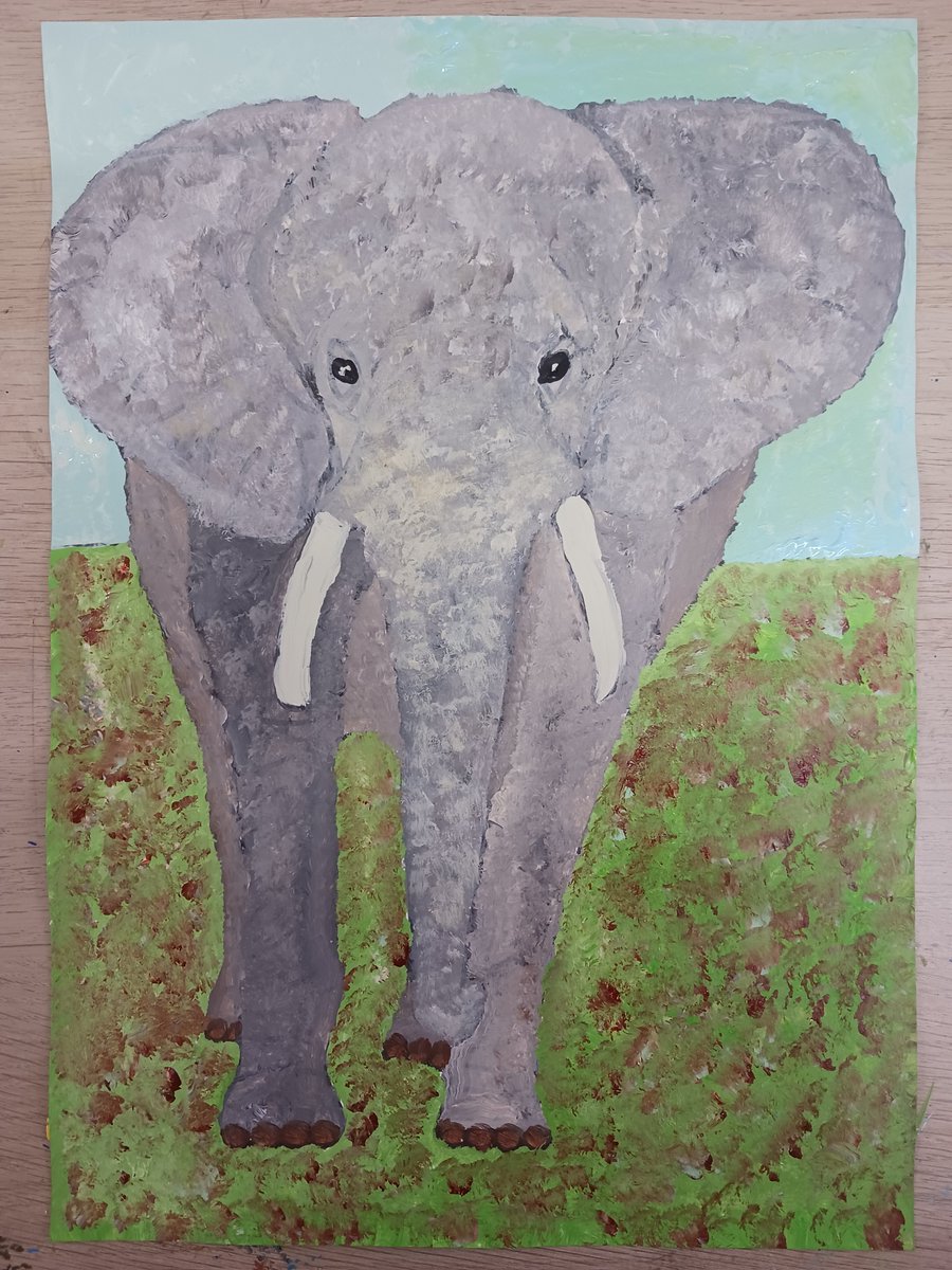 象 #ゾウ #シマウマ アクリル絵画