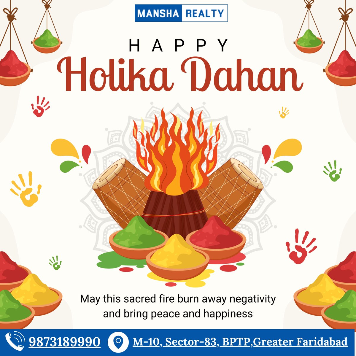 mansharealty's tweet photo. 🔥🎨 Let the fire of Choti Holi burn away worries and light up new beginnings! Mansha Realty! Wishing you and your family a safe and colorful celebration! 🌸🔥
#ChotiHoli #HappyChotiHoli #HolikaDahan #ManshaRealty #FestivalOfColors #NewBeginnings #DreamHome #FaridabadRealEstate https://t.co/1sAvFBzpLV