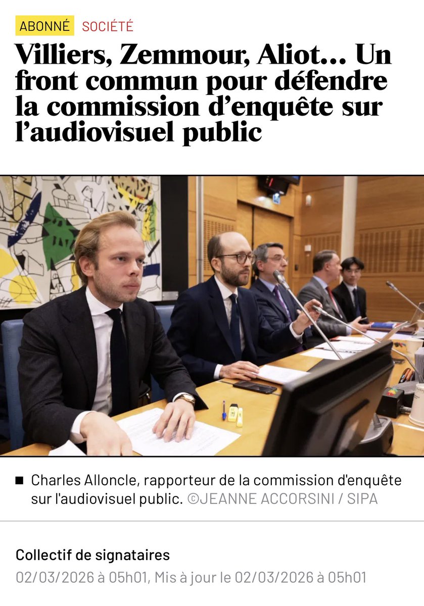 🔴 NON À L’INTIMIDATION ET À LA CENSURE !

Suite à la tribune de la productrice Fabienne Servan-Schreiber, publiée dans Le Monde, accusant le rapporteur <a href="/CHAlloncle/">Charles Alloncle</a> d'utiliser des "méthodes inquisitoriales", et aux récentes menaces du député Erwan Balanant, retrouvez la tribune