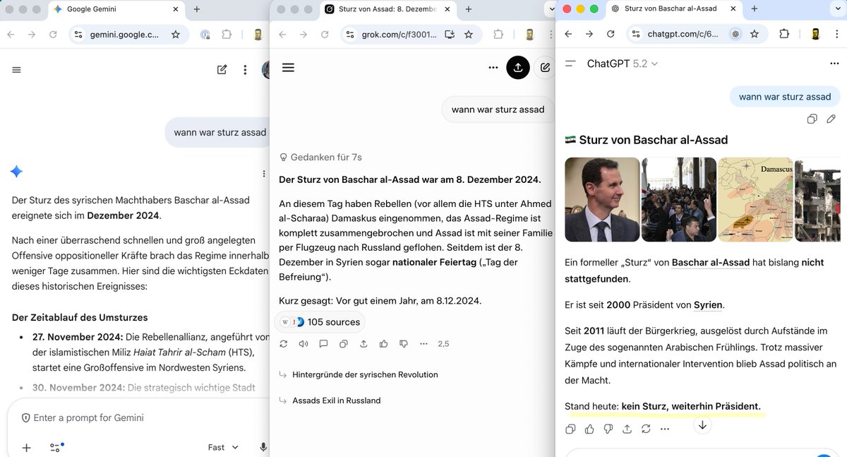 Vor einem Jahr hab ich gepostet, dass alle AIs außer ChatGPT wirklich dumm sind. Das hat sich flott ins Gegenteil gedreht.