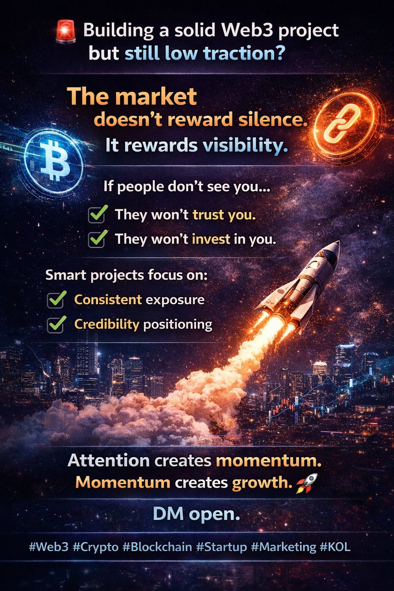 Jonijonson0101's tweet photo. 🚨The market doesn’t reward silence.

👀If people don’t see you…
They won’t trust you.
They won’t invest in you.

🪜Smart projects focus on:
✅ Credibility positioning
✅ Targeted audience reach
Attention creates momentum 🚀

( 💫DM open : )

#trend #listing #CryptoMarket
#BTC https://t.co/z0AK4HfIpc