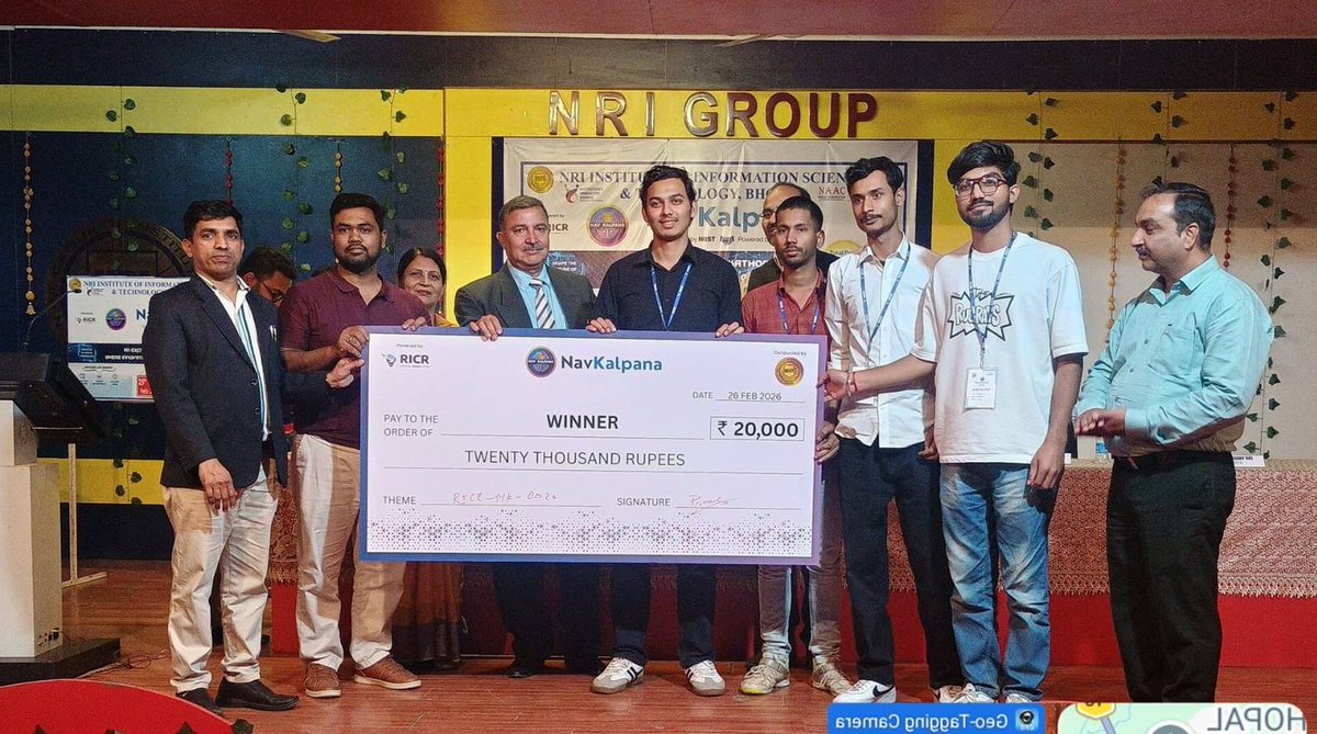 NRIGroupIndia's tweet photo. NIIST Bhopal proudly hosted the grand NIIST–Navkalpana Hackathon 2026, bringing together 64 dynamic teams from across India who showcased exceptional innovation, creativity, and cutting-edge technical skills.

#Navkalpna #Innovation #Hackathon #CodingMarathon #BhopalEvents https://t.co/WTrMSGIJjS