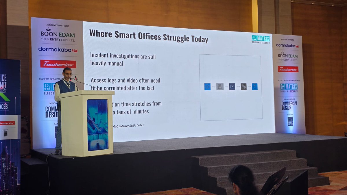 27th Smart Office India Summit – Chennai: Smart offices start with security.

As Security Infrastructure Partner, Matrix reinforced #SecureByDesign. Mr. Tarun Sharma shared insights on building secure, future-ready workplaces.

#MatrixComsec #SmartOfficeSummit #CommercialDesign