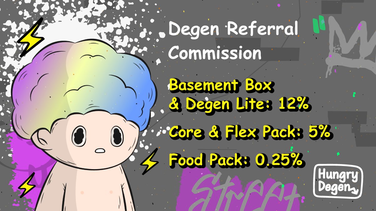 HungryDegens's tweet photo. 💰 Degen Referral Commission

Basement Box & Degen Lite - 12%
Core & Flex Packs - 5%
Food Pack - 0.25%

Don’t forget to spread your referral link.
Build your stack. Earn passive income.

When $DUST goes live, you’ll see $$ flowing in 👀

Hungry Degens don’t just grind. They earn from the network.