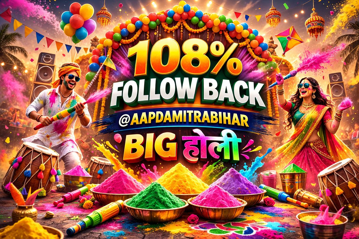 AAPDAMITRABIHAR's tweet photo. @KentoddyM @Beingpositive_1 @davidocholake @fuselane1 @VetChris4 @marxizm89 @KENOLUOCH1862 @heis_rookie @Janja_Janja @JustFunnyStuffX @SunFx116335 @vjNTR9999 @Tommskarsgard @itachiwannab3 @JKyalo37828 @RaphAfuya @Witz20192019 @oruko_dan @Candlequeen8875 @Mwakalingake @TheTruth4Every1 🌈🎉 HOLI OFFER 🎉🌈  
@AAPDAMITRABIHAR 👈✅  
यहाँ दोस्ती सिर्फ नहीं… रंगों सा पक्का संस्कार है 🤝  
एक बार Follow मतलब रिश्ता गुलाल से भी गहरा 😌  
Unfollow? अरे होली में वो रंग ही नहीं चलता! 😄  
#HoliOffer #follow2follow #दोस्ती_करोगे https://t.co/58dAixEaR3