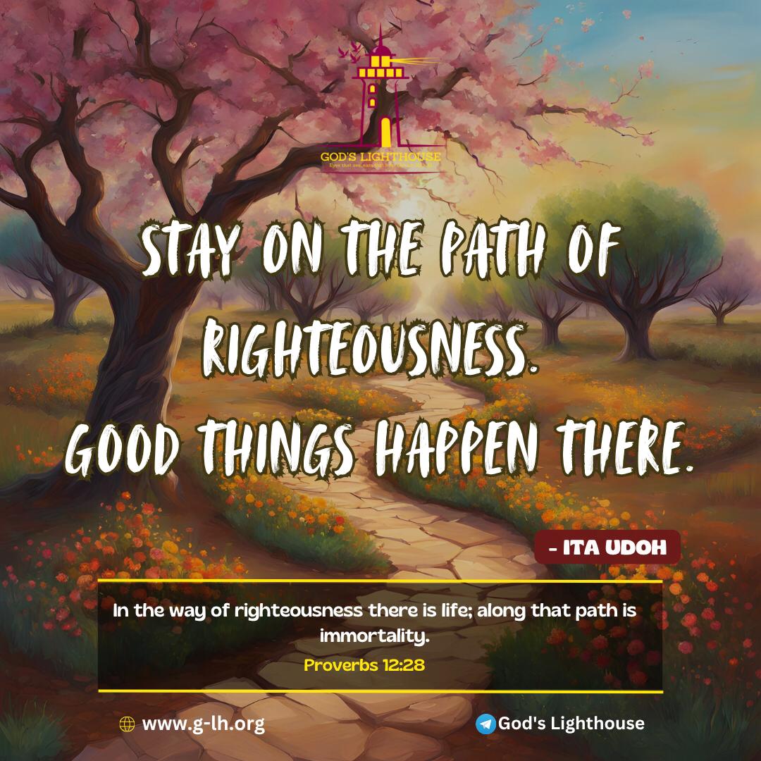 Godslighthouze's tweet image. In the way of righteousness there is life; along that path is immortality. (Proverbs 12:28)

#righteousness #life #pastorItaUdoh