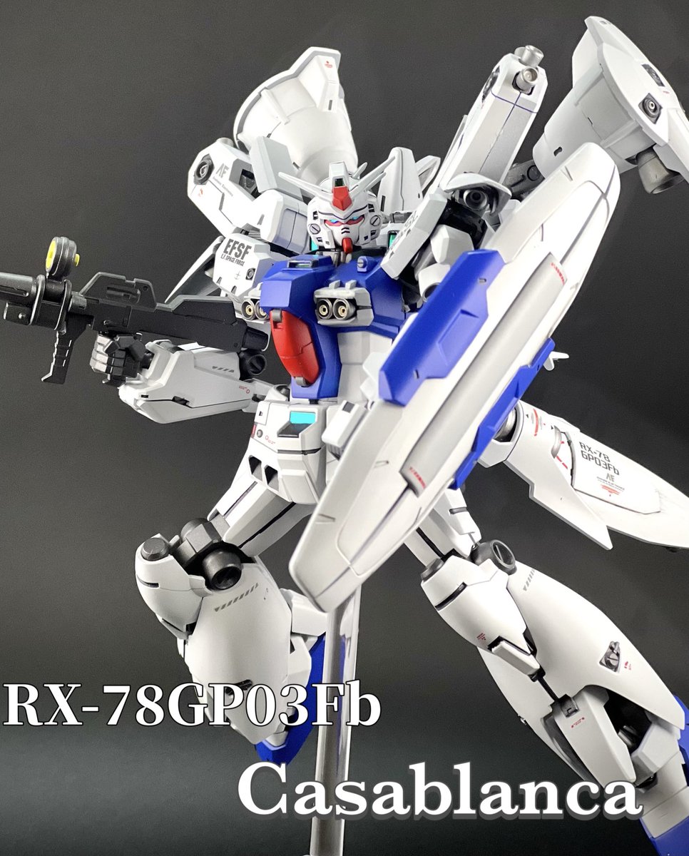 tromboy141's tweet photo. #とんプラ杯アモウの残光  #プラモデルライフ #ガンダム0083 
ガンダム試作3号機フルバーニアン[カサブランカ]、完成しました！！

ガンダム試作3号機がデンドロビウムを失った際の予備プランとして計画されていた強化プランというイメージで製作しました。

↓に続きます https://t.co/1Wot6MXyqf
