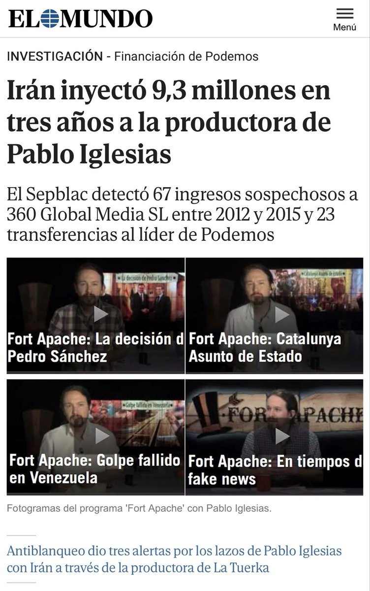 SrLiberal's tweet photo. 🔴Iran inyectó 9,3 millones en tres años a la productora de Pablo Iglesias Turrión. https://t.co/0R29zlw5Ov