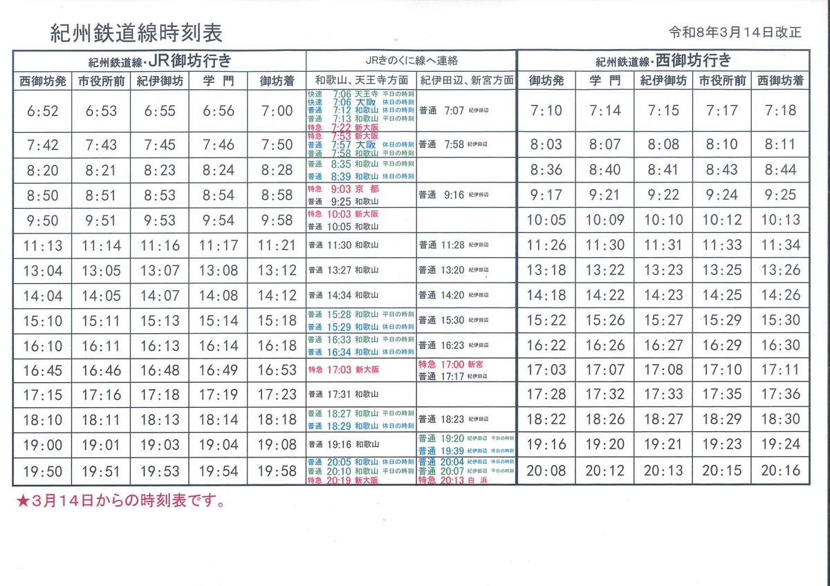 御坊 駅 時刻 表