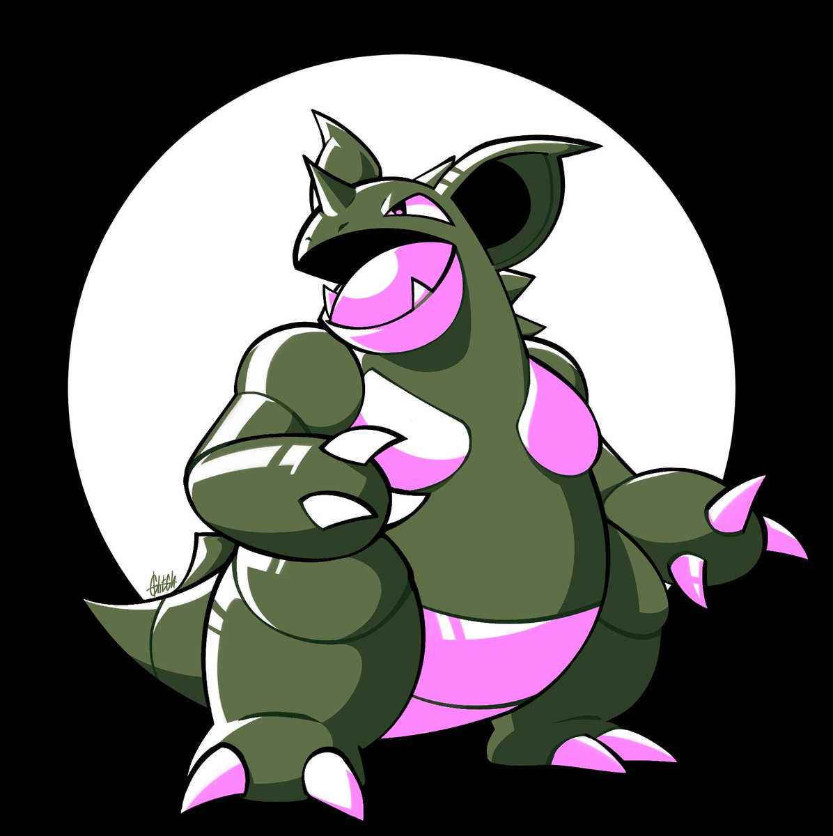 Shiny Nidoqueen with gold/silver colors.