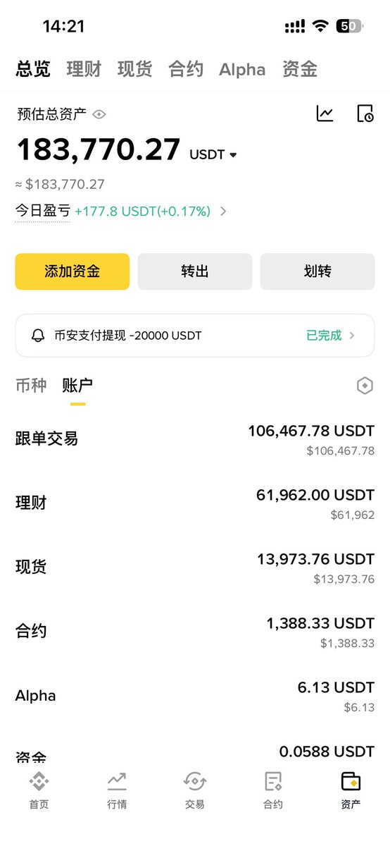 wuzhiming355's tweet photo. 特地买了100个BNB提升下账户等级，合约手续费降低了，盈利也提了10万U出去了，留了10万U继续干。

万事具备只欠东风，要求不高，只要每周一有盈利转出就行。#BNB https://t.co/Zl3e3LBNHL