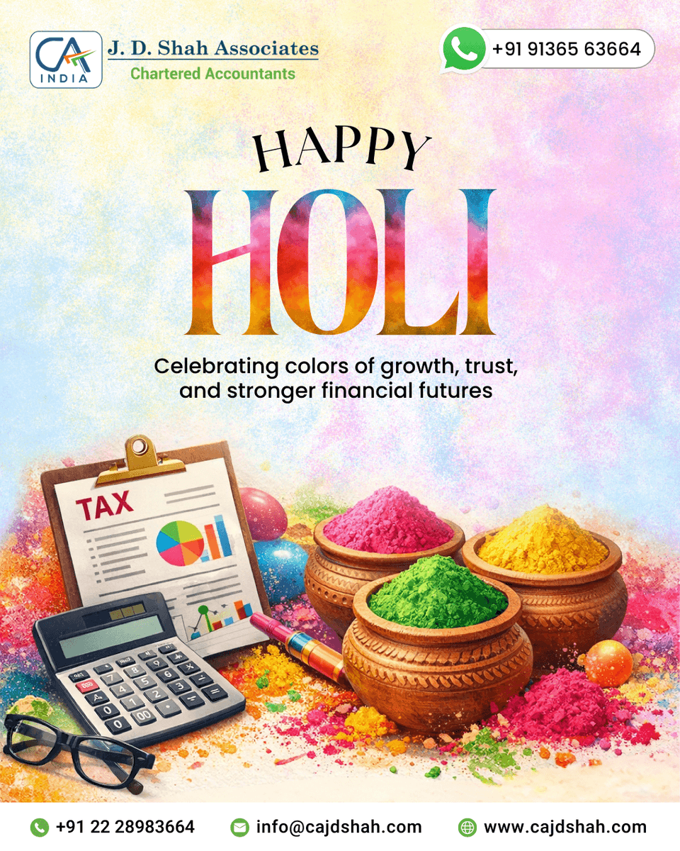 cajdshah_mumbai's tweet image. 🌈Holi is a celebration of fresh beginnings and renewed optimism.

𝐖𝐢𝐬𝐡𝐢𝐧𝐠 𝐲𝐨𝐮 𝐚𝐧𝐝 𝐲𝐨𝐮𝐫 𝐟𝐚𝐦𝐢𝐥𝐲 𝐚 𝐬𝐚𝐟𝐞 𝐚𝐧𝐝 𝐩𝐫𝐨𝐬𝐩𝐞𝐫𝐨𝐮𝐬 𝐇𝐚𝐩𝐩𝐲 𝐇𝐨𝐥𝐢.🎊

#Holi2026 #FestivalOfColors #JDShahAssociates  #CharteredAccountants #FinancialClarity