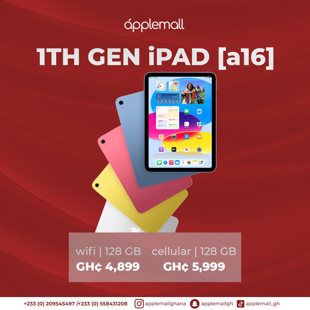 We have all iPads available in stock 

📲Send us a dm/ call 0209545497 / 0558431208

📍Locate our shop Opposite Nima Shell

KINDLY REPOST🙏🏽