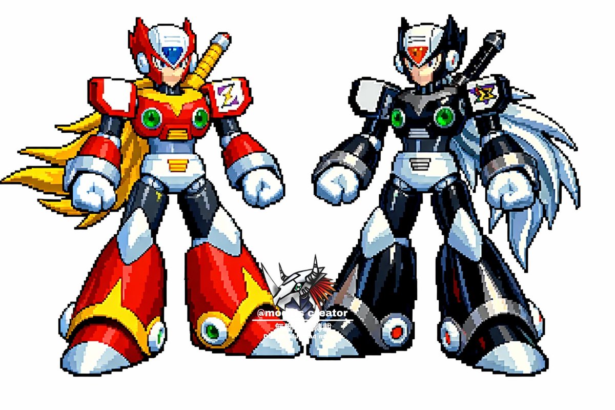 DMModelsCreator's tweet image. 壽屋 洛克人X 傑洛學長&amp;amp;假傑洛 模型實體對比點陣圖🤔🤔🤔🤔

嘗試用一下APP轉換成點陣圖的樣式 還蠻有趣的！！

我的壽屋 傑洛 1st 還沒有消息😭😭😭

#MagnamonX
#ロックマンX
#KOTOBUKIYA
#Zero
#ゼロ
#FakeZero
#フェイクゼロ