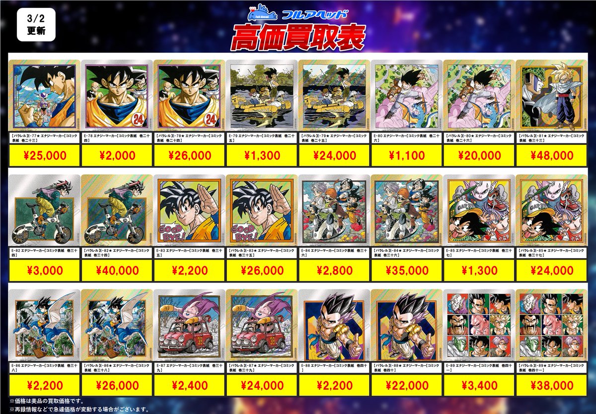 🐉ドラゴンボールフュージョンワールド🐉 ✨買取表更新しました