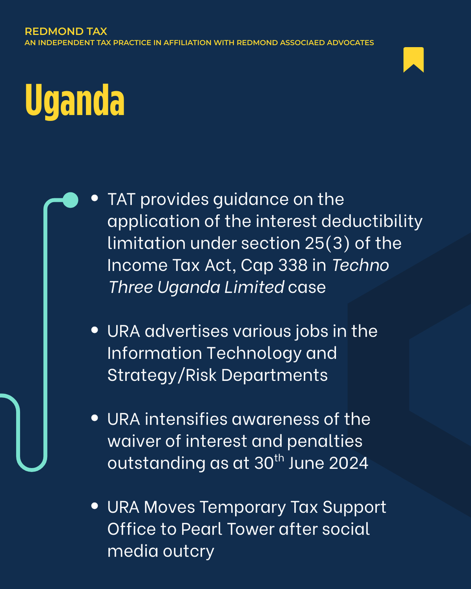 AlfredHabaasa's tweet photo. We have once again curated key East African tax headlines that defined the business landscape this week. Stay ahead of the shifts shaping the region’s fiscal future with our #REDMONDTAXMonitor. Find details at https://t.co/YuLd9Dz8r4
#UgandaTaxAdvisory #UgandaTaxCompliace https://t.co/18PNHc8hAj