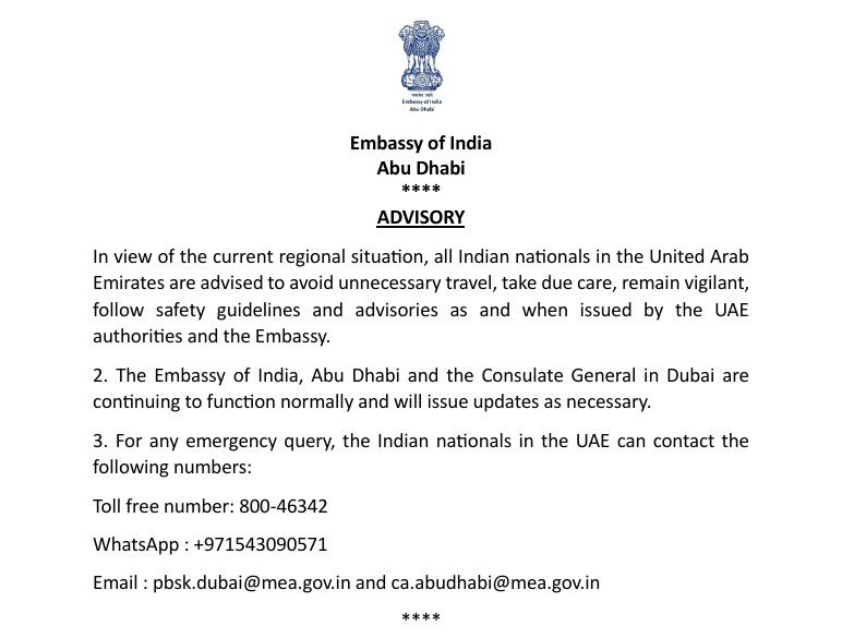 PoeTrivandrum's tweet photo. Advisories issues by various Indian Embassies in West Asia including the Gulf area. all Indian nationals including workers are advised to abide by with regulations issues by the Government authorities and Indian Embassies.
Part 1/3 https://t.co/ILp5WQS3Kj