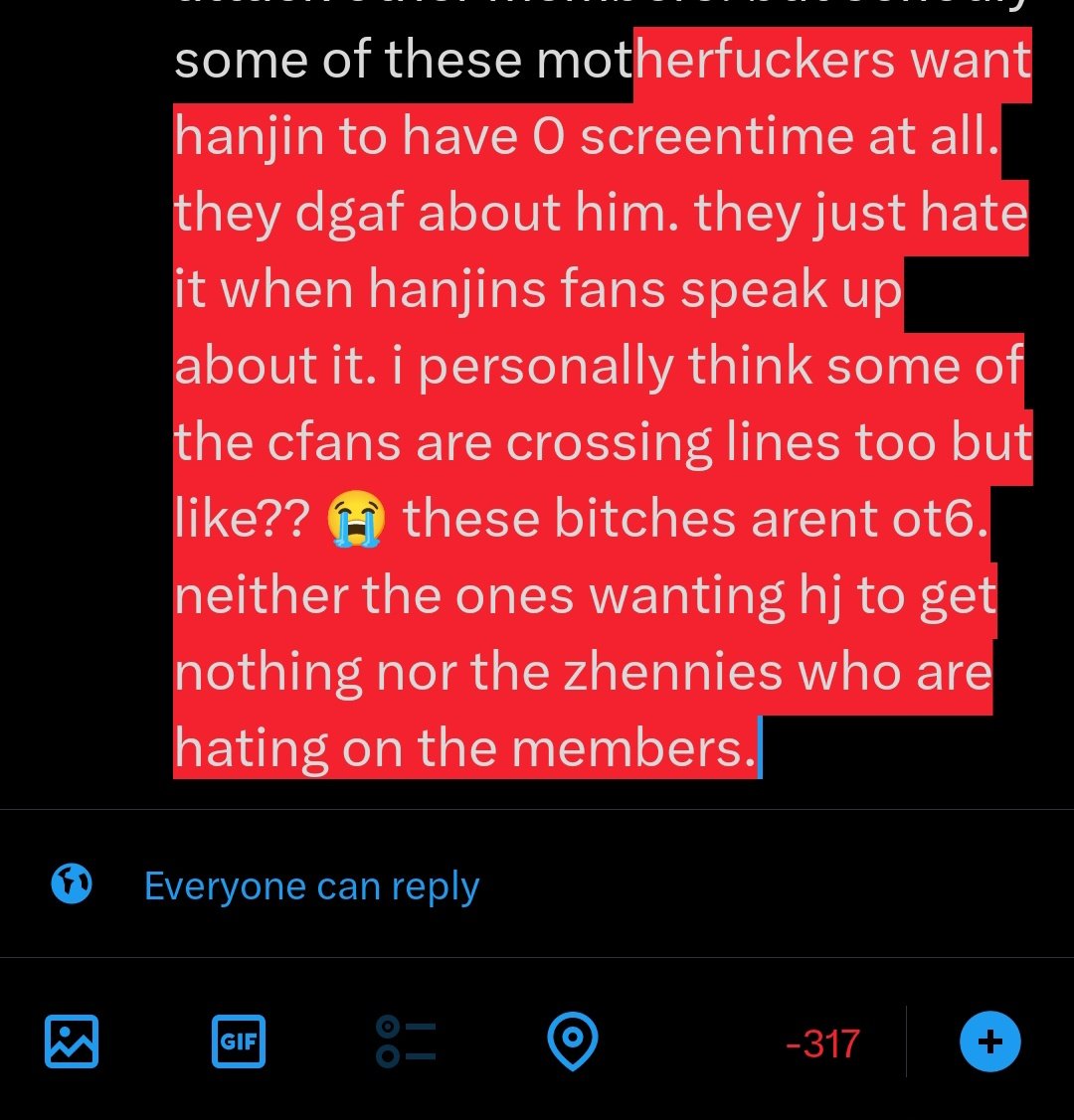 "why is everything about hj again this is so annoying" "hj fans need to shut up" bitch be fr. u wouldve been fine if they didn't speak up about him not getting any screentime in the new video. i am also against the zhennies who attack other members. but seriouly some of these