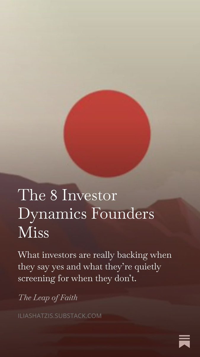 Most founders think investor meetings are about the product. They’re not.
They’re about judgment under uncertainty: how you think, how you operate, and what you do when the story stops being fun.

I wrote a cheat sheet of the 12 dynamics investors actually underwrite:

1. Safe