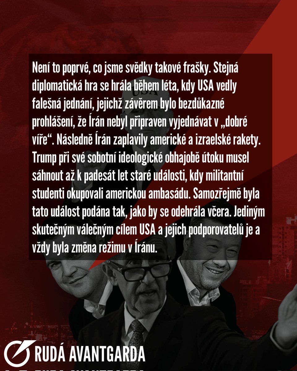FrantisekK_KSCM's tweet photo. Stanovisko @KomunistickaAva k útoku na Írán - Ruce pryč od Íránu! Žádná válka, pouze třídní válka! 1/2 https://t.co/jRGkw6XIuA