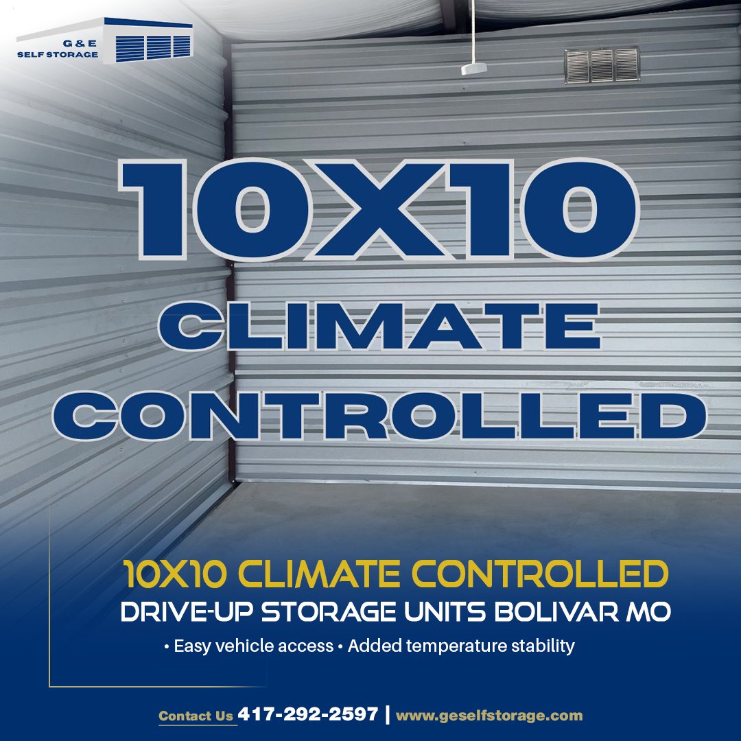 geselfstorage's tweet image. Protect furniture, electronics, and valuables with 10x10 climate controlled drive-up storage in Bolivar MO. Easy access. Added temperature stability.

Reserve today: geselfstorage.com

#BolivarMOStorage #ClimateControlled #DriveUpStorage #SelfStorage