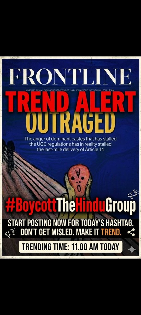 🚨 Trend Alert 🚨 
Please 🙏 join the trend and say it louder, Say it loud and clear #BoycottTheHinduGroup
 <a href="/frontline_india/">Frontline</a>