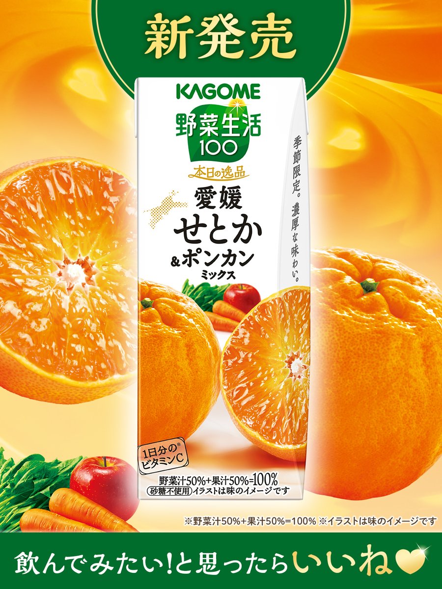 🍊⊹⁺‧┈┈┈┈新発売┈┈┈┈‧⁺⊹🍊 ｢野菜生活100 本日の逸品 愛媛せ