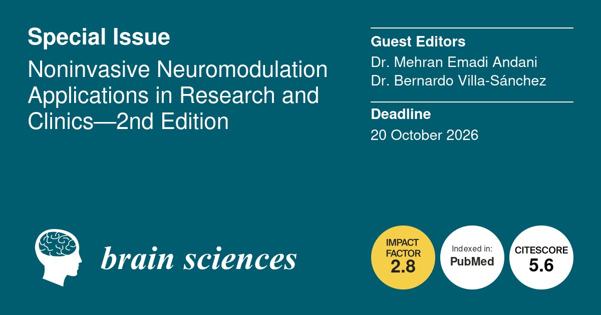 BrainSci_MDPI's tweet photo. 🧠 #mdpibrainsci See 4 new SIs across #Neurotech &amp; #Imaging, #Neurosurgery &amp; #Neuroanatomy, #Computational Neuro &amp; #Neuroinformatics &amp; #Neurocomputing, #Neuropsychiatry 👇

1. https://t.co/9YNGBqURr8
2. https://t.co/HiAlx6ckUy
3. https://t.co/TPQFq2xRZr
4. https://t.co/YduFHG3tvb https://t.co/FAoyOORI7i