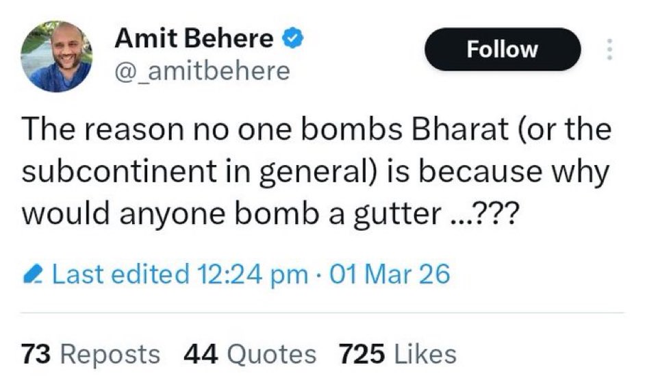 Hope <a href="/MEAIndia/">Randhir Jaiswal</a> is observing posts of such scumbags. Please ensure he never ever sets foot again in India, a country he hates from the deepest darkest corner of his wretched soul